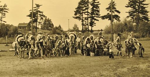 A historic photo of dancers at the Indian Bowl in the 1950s. (Courtesy George W. Brown, Jr. Museum)